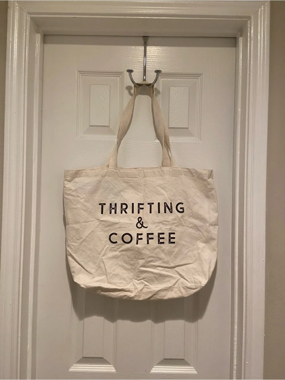 Thrifting & Coffee cotton tote bag